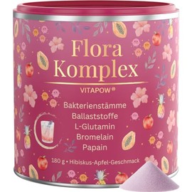 Culture Complex as Drinking Powder - Bacterial Cultures, Fibre, Enzymes - 10 Billion CFU per Serving - No Sugar Added, No Sweeteners, Vegan - Hibiscus Apple Flavour - 30 Servings