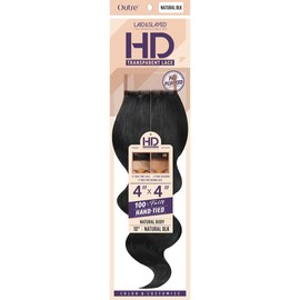 Outre Laid & Slayed Unprocessed Human Hair 4X4 HD Lace Closure NATURAL BODY (12", NATURAL BROWN)