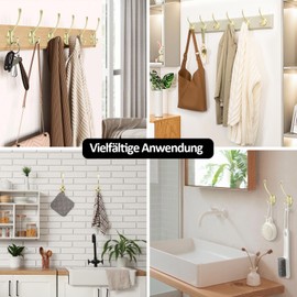 Pack of 6 Coat Hooks Brass Vintage Coat Hooks Retro Clothes Hooks Zinc Alloy Wardrobe Coat Hooks Metal Wall Hooks with 12 Pieces Screws Wall Key Hooks for Bathroom Kitchen Office Door Cabinet