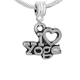 Sexy Sparkles I Love Yoga Dangle Charm Bead for European Snake Chain Charm Bracelet