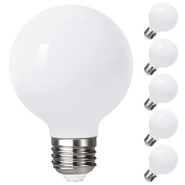 NICLY 6Pza Foco LED Tipo Globo, Bombillas Edison G80(G25) Luz Blanca, 5W E26 550lm, Vidrio Lechoso, Luz de Espejo de Tocador, Focos para Baño Salón Restaurante Lámpara de Techo, Lámpara de Escritorio