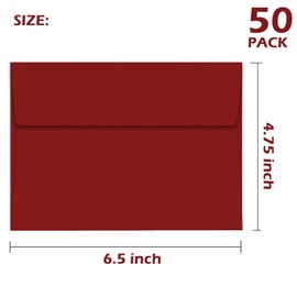 50 Packs of Red 4X6 Envelopes for Invitation, A6 Red Envelopes Self Seal for Cards, Photos, Wedding, Birthday, Party, Babay Shower