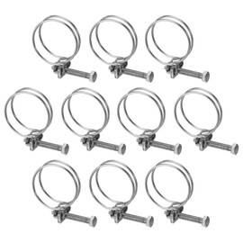 sourcing map 10Pcs Double Wire Hose Clamp, 40-45mm Adjustable Stainless Steel Wire Hose Clips with M6 Bolt for Dust Collection Hose, Pump Hose Pipe
