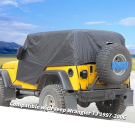 Jimen for TJ Car Cover, Waterproof Cab Cover Outdoor Rain Cover Compatible with Jeep Wrangler TJ 1997-2006