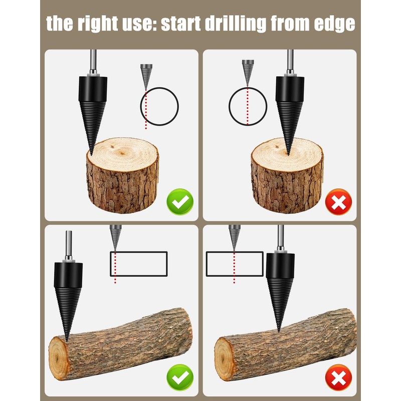Firewood Log Splitter 2 Pack 45mm+32mm Easy Log Splitting Drill