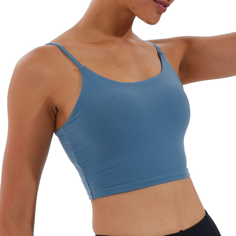 Sujetador deportivo elástico con tiras para mujer, para yoga, sin