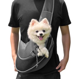 Dog Carrier, Adjustable Carry Bag, Dog, Pet Dog Bag for Small Dogs 10-14 lbs - L, Dark Grey + Black