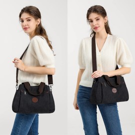 KONO Canvas Handbag Women Shoulder Bag, black, Retro