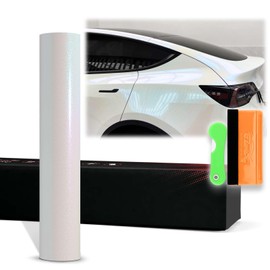 12"x60" (1FTx5FT) PET Galaxy Dust Gloss White Blue Chameleon Metallic Color Shift Color Change Vinyl Wrap Auto Car Sticker Decal Film Sheet Bubble Free Air Release Technology with Tool Kit