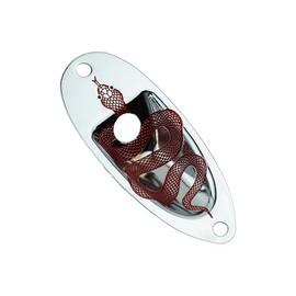 Guyker Guitar Input Jack Plate, Metal Oval Boat Shape Jackplate Socket Ferrule Output Curved with Snake Pattern for Electric Guitar Bass Replacement Parts(GJ005, Chrome)