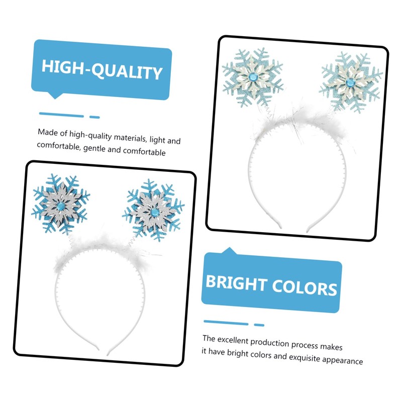 TOVINANNA 6pcs Snowflake Glitter Powder Hairbands for Xmas Parties Lovely
