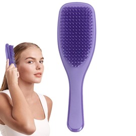 Lila Haarbürste Detangler, Entwirrungsbürste für die Dusche, Kämmen ohne Ziepen, Ideal für trockenes & nasses Haar, ergonomischer Griff, schmerzfreies Entknoten, ideal für Conditioner-Verteilung