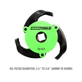OEMTOOLS Universal Oil Filter Wrench 25101, 3 Jaw Magnetic Claw Tool, Heavy Duty Oil Filter Remover, Fits 2.4–3.6 Inch Filters, 3/8-Inch Drive for Tight Spaces