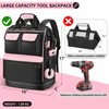 LOKASS Pink Tool Bag for Women, Wide-open Tool Backpack with