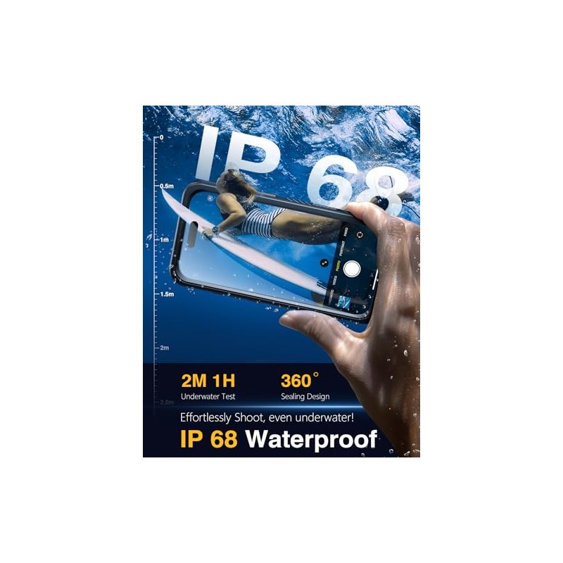 Lanhiem Funda Magnética Iphone Impermeable Protector Pantalla Integrado Protección Cámara