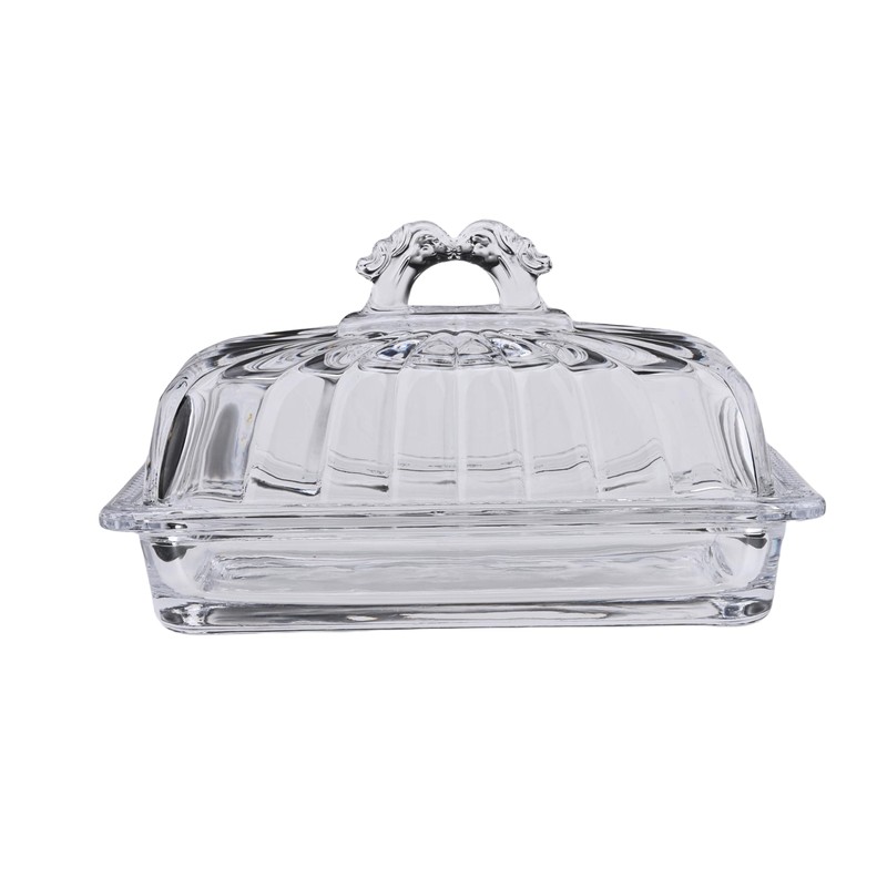 PEPAXON Glass Butter Dish with Lid for Countertop Rectangular Transparent