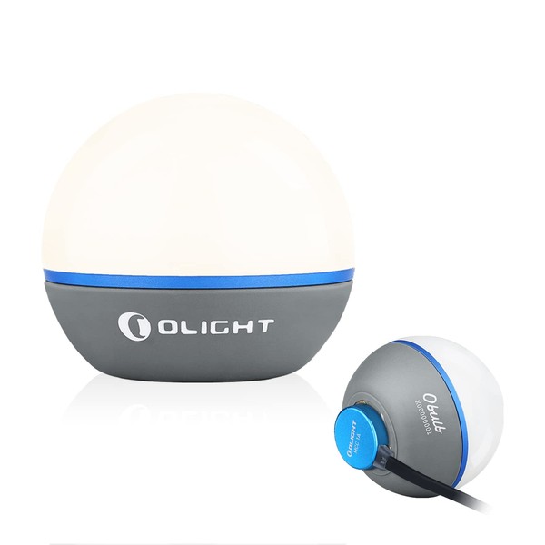 Olight Obulb Mini Lampe Boule LED Rechargeable Multifonctionnelle avec 4 Modes D'éclairage, Boule Lumineuse Légère 55 Lumens Autonomie Max 56h Petite Veilleuse Pratique Utilisation Facile (Gris)