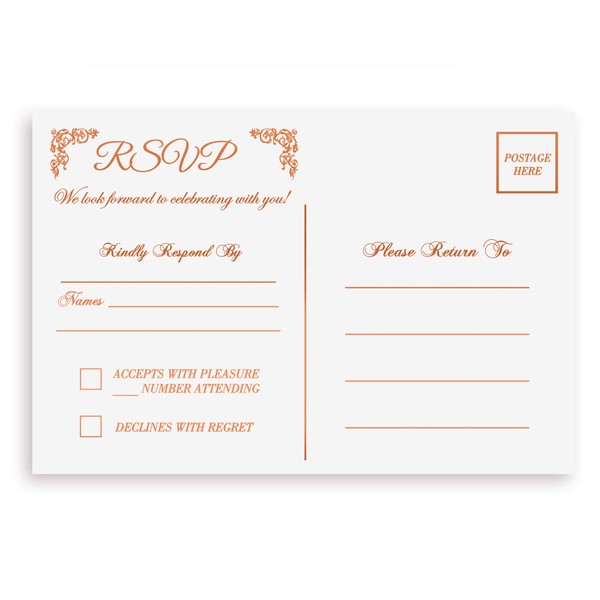 RSVP Postcards for Wedding Rose Gold Foil 4"x6" Responde Cards, RSVP Reply, Wedding, Rehearsal, Baby Bridal Shower, Birthday, Party Invitations RSVP Rose