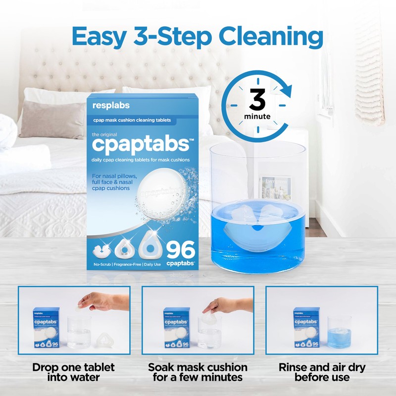 resplabs CPAP Cleaning Tablets, 96 Pack - Effervescent Cleaner for