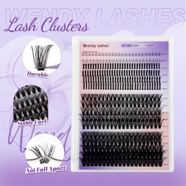WENDY Lash Clusters Spikes Eyelash Clusters Bottom Lashes Volume Cluster Eyelash Extensions DIY Manga Cluster Eyelash at Home（40D+50D-D-12-18MM）