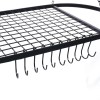 Kitchen Storage Hanging Pot Holder Pan Hanger Shelf Cookware 9-Hooks