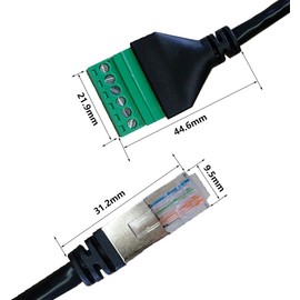 Harrisen RJ12 Screw Terminal RJ12 6P6C to 6-Pin Solderless Plug Adapter, RJ12 6P6C Male to 6-Pin Telephone Cable for Cat3, RJ12 Male to 6-Pin Terminal Breakout Board, Pack of 2