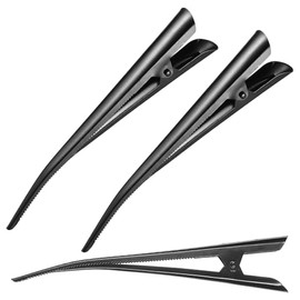 Tofficu 3 Piezas Pinzas de Picos de Pato de Metal Largas 12.5cm, Picos de Garza Profesionales para Cabello Grueso, Clips de Cocodrilo Antideslizantes 