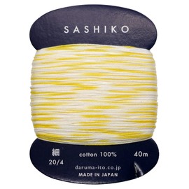 DARUMA Sashiko Thread (Fine) 2-Color Kasuri Card Wound Approx. 131.2 ft (40 m) COL.303 Lemon Squash 01-2400