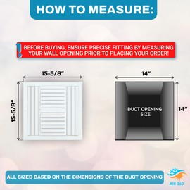Aluminum 14 x 14 Inch 4-Way Adjustable Air Vent Cover & Deflector for HVAC, Ceiling Vent Covers, Register, Grilles & Vents, AC Vent Covers Ceiling - Improve Airflow in Your Home or Office