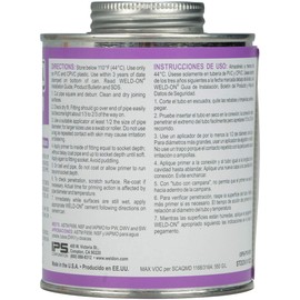Weld-On 10225 P-70 Industrial Grade PVC/CPVC Non-Bodied Primer - Fast Acting and Low-VOC, Purple, 1 Pint (16 fl oz)