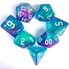 Galaxy Swirl Polyhedral Dice Set, 7-Piece, Turquoise and Purple Glitter,