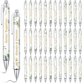 Engrowtic 36 Pcs Wedding Pens Bridal Shower Pens Retractable Bachelorette Pen Black Ballpoint Pens for Guests Book Wedding Bridal Shower Favors for Guest Game Proposal Bachelor Slumber Party Gifts
