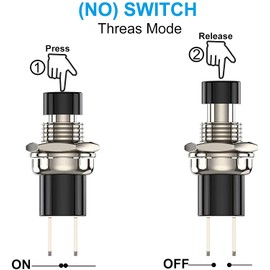 GTIWUNG Pre-Wired Mini Momentary Push Button, Momentary Pressure Switch Lockless, SPST ON-OFF AC 250V/1A, 2 Pin Round Flat Button Push Buttons for Model Railway Hobby