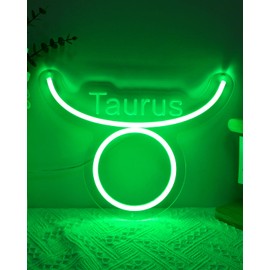 Raipile Taurus Neon Sign for Spiritual Room Decor, LED Zodiac Signs for Constellation Decor, Zodiac gifts, Birthday Decorations, Spiritual Wall Decor, Living Room, Bedroom with Stepless Dimmer