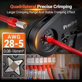 Preciva Ferrule Crimping Tool Kit - AWG 28-5 (0.08-16mm²) Self-Adjustable Ratchet Ferrule Terminals Crimping Tool, Quadrilateral Ferrule Crimper with 1500Pcs Ferrules Connectors