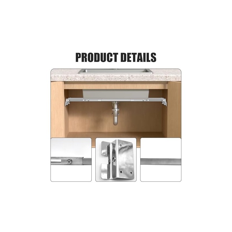 2-Pack Upgraded Undermount Sink Bracket, Undermount Sink Support Kit(Telescopic Length