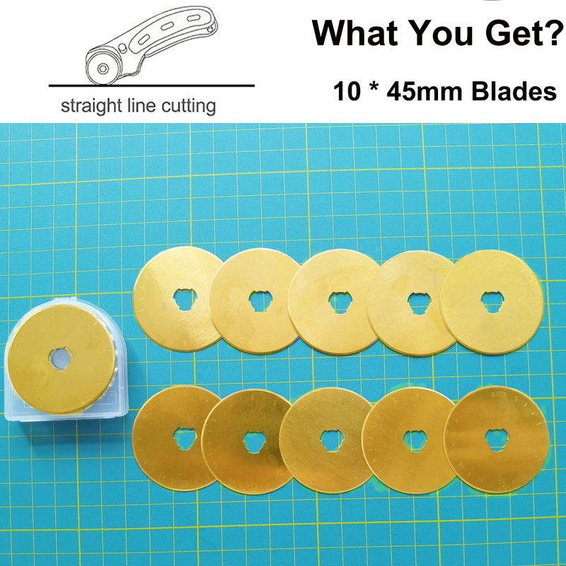 45mm Rotary Cutter Blades 10-Pack Replacement Blades Fits Fiskars, OLFA