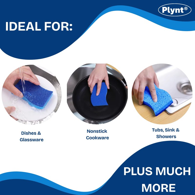 Plynt - Zero Scratch Scrub Sponge, Pack of 12 Sponges