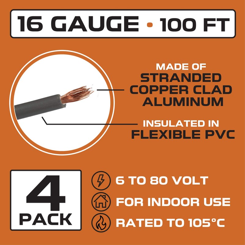 16 Gauge Primary Automotive Wire - 4 Roll Assortment Pack