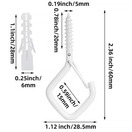 Mostantu 25 Pack Q-Hanger Hooks with Safety Buckle, 25Pcs Windproof Diamond-Shaped Screw Hooks and 25Pcs Plastic Anchor and Wing Nut Driver for Hanging Christmas String Lights, Plants (White)