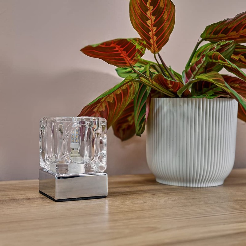 MiniSun Modern Glass Ice Cube Touch Table Lamp with Chrome