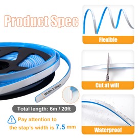 Caulk Strip Self Adhesive, PU Caulk Tape for Bathtub Bathroom Toilet Kitchen(W:7.5MM,White)