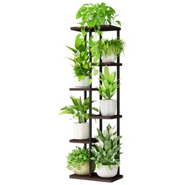 Bamworld Tall Plant Stand Indoor 6 Tier Metal Corner Plant Shelf Black Plant Holder Large Plant Rack for Mutiple Plants Pots for Patio Garden Balcony Living Room