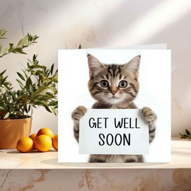 Gute Besserung Karte – Katze, Kätzchen, Herren, Damen, Freunde, 145 x 145 mm