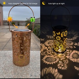 OMRAYTU Hanging Solar Lanterns Outdoor Waterproof Sunflower Solar Lights Metal Outdoor Decor for Garden, Backyard, Tree, Porch, Birthday Gifts for Women Mom Grandma Friends (1 Pack)