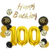 Gold 100th Birthday Decorations Party Supplies-Gold Happy 100th Birthday Banner