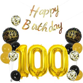 Gold 100th Birthday Decorations Party Supplies-Gold Happy 100th Birthday Banner Latex and Confetti Balloons Paper Honeycomb Balls Huge Number 100 Balloons for Girls,Women,Men,Photo Props 100 Birthday