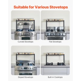 VEVOR Over the Stove Shelf, Adjustable 27-33Inch Spice Organizer, 4 Level Expandable Height Spice Rack for Kitchen Stove Top, Spice Organizer, Countertop Seasoning Organizer Storage Solution, Black