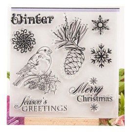 arriettycraft Merry Christmas Leaves Decors Snowflakes Bird Clear Stamps for Cards Making Decoration and Scrapbooking Rubber Stamps for Craft