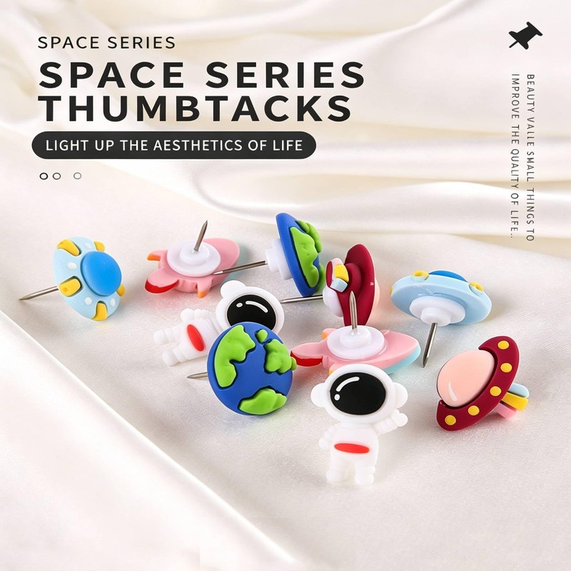 Cute Creative 5PCS Space Astronaut Push Pins, Cartoon Corkboard Pins